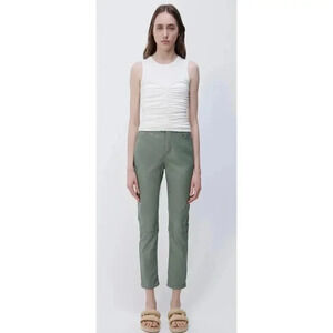 NWT! Jonathan Simkhai RIVER VEGAN LEATHER PANT in seagrass